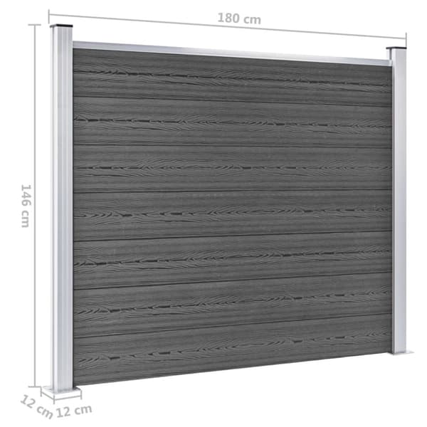 Staketpaneler WPC 699x146 cm svart