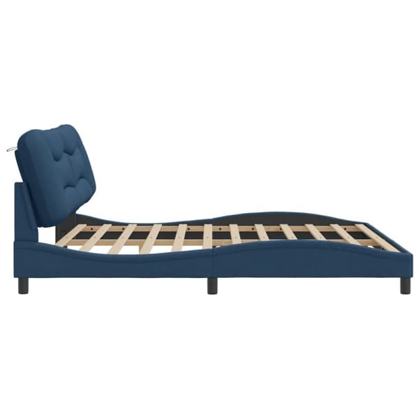 Bed Frame without Mattress "Hvar" Blue 200x200 cm Fabric
