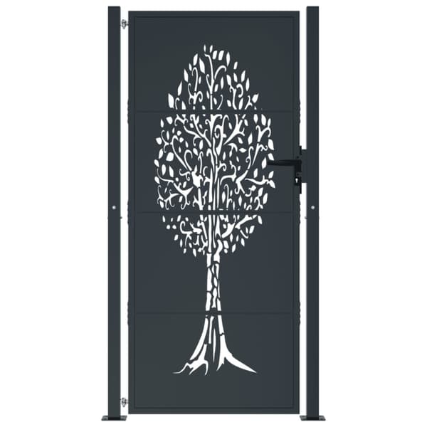 Trädgårdsgrind antracit 100x200 cm stålträddesign