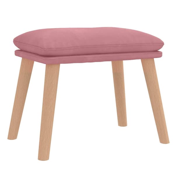 Vilstol med fotpall rosa sammet