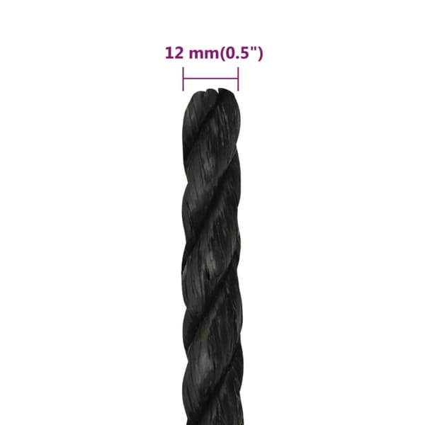 Rep svart 12 mm 500 m polypropen