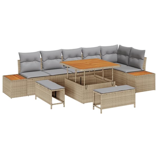 Trädgårdsoffset 9 pcs Beige konstrotting