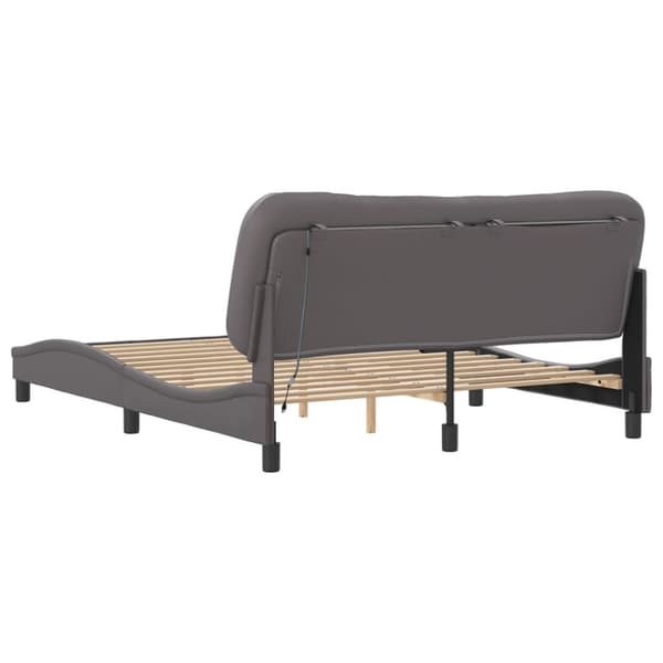 Bed Frame with LED without Mattress "Hvar" Grey 160x200 cm
