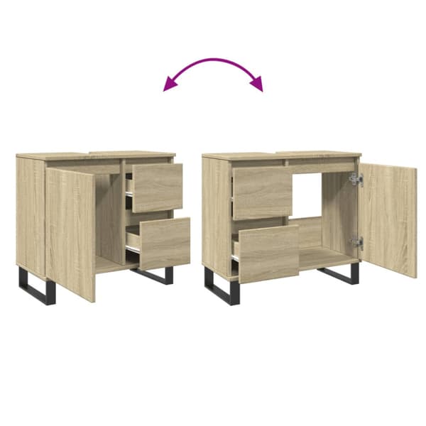 Badrumsskåp sonoma-ek 65x33x60 cm konstruerat trä