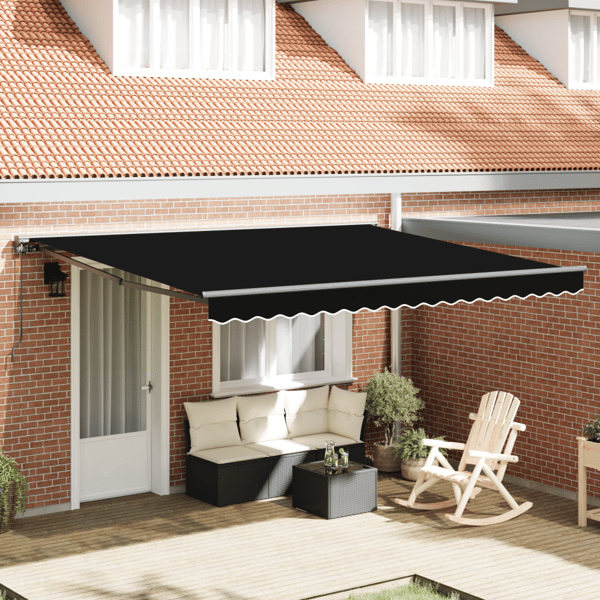 Markisram Svart 400 × 300 cm Polyester med PU-beläggning