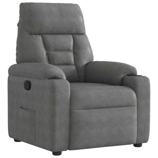 Reclinerfåtölj mörkgrå mikrofibertyg