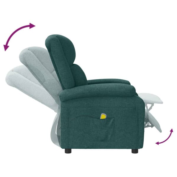 Massagefåtölj mörkgrön tyg