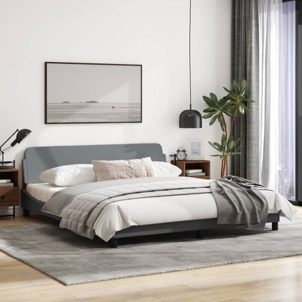 Bed Frame "Dover" Light Grey 180x200 cm Fabric