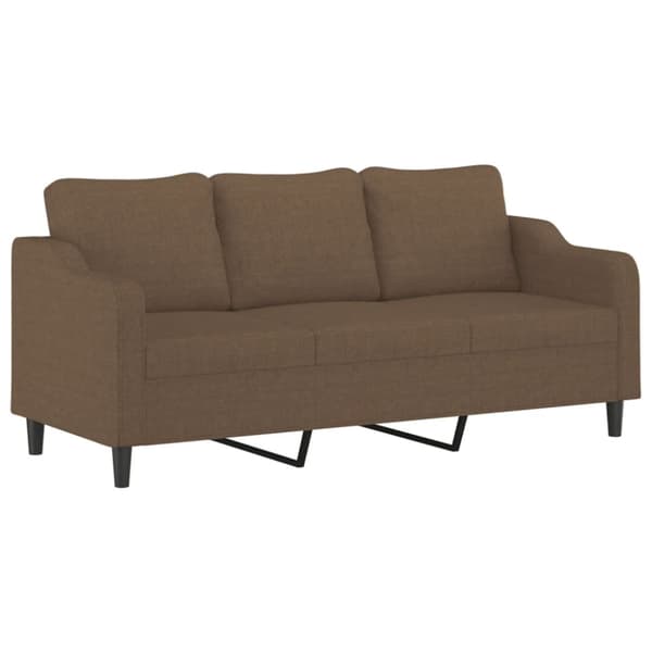 3-sitssoffa med prydnadskuddar brun 180 cm tyg
