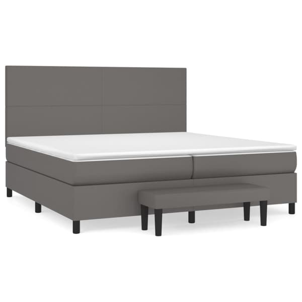 Ramsäng med madrass grå 200x200 cm konstläder