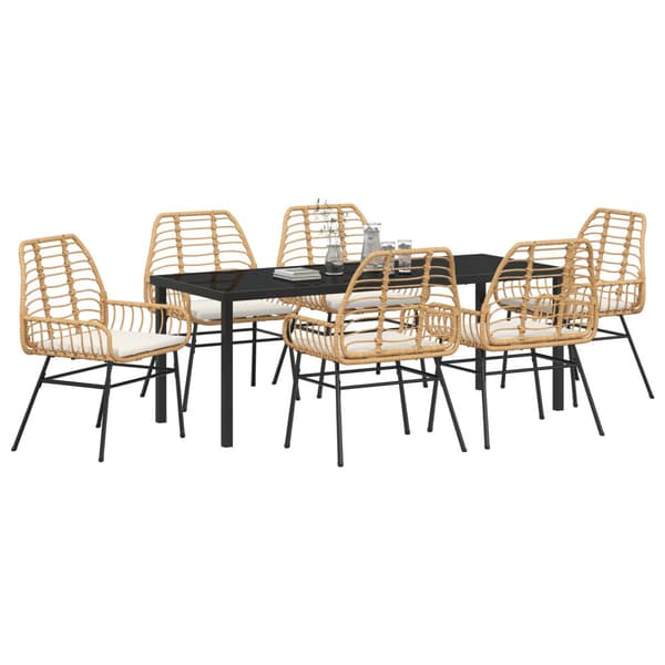 Trädgårdsmöbelset 7 pcs Brun konstrotting