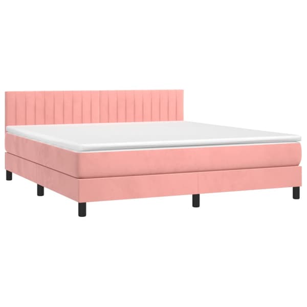 Ramsäng med madrass rosa 160x200 cm sammet