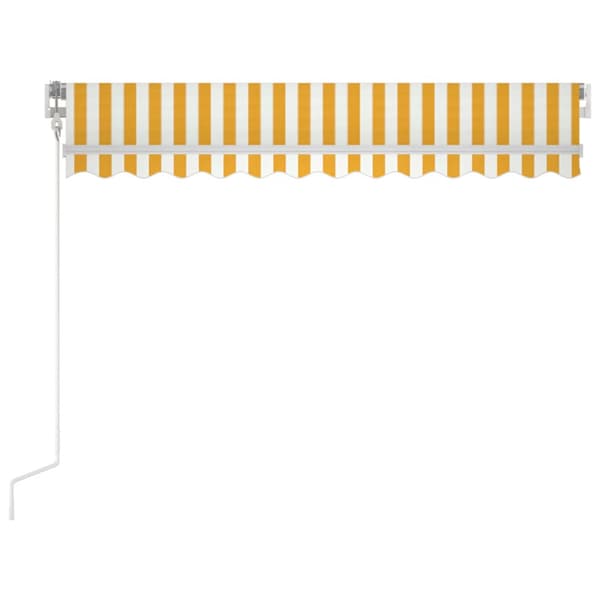 Automatisk markis med vindsensor & LED 350x250 cm gul/vit
