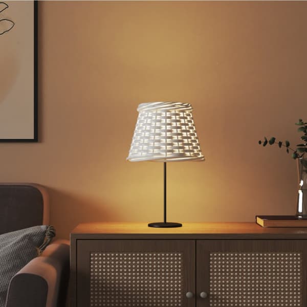 Lampskärm vit Ø15x12 cm korgmaterial