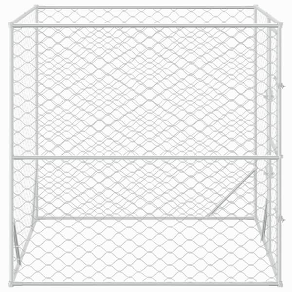 Hundgård för utomhusbruk silver 2x2x2 m galvaniserat stål