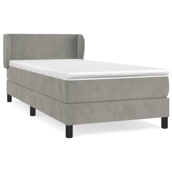 Ramsäng med madrass ljusgrå 100x200 cm sammet