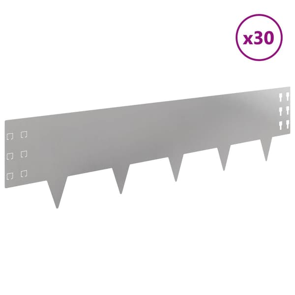 Kant för gräsmatta 30 pcs 100 x 25 cm Stål Silver