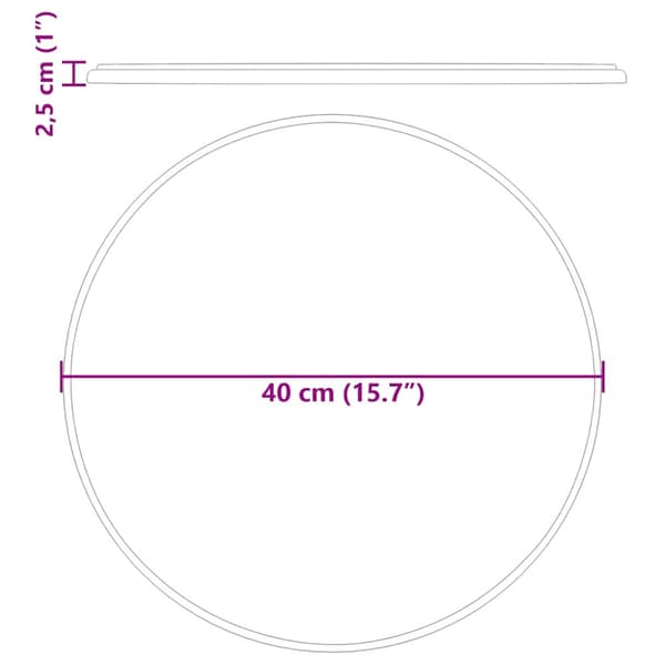 Bordsskiva grå Ø40x2,5 cm marmor