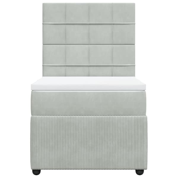 Ramsäng med madrass ljusgrå 100x200 cm sammet