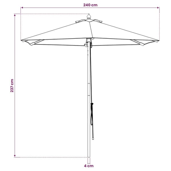 Trädgårdsparasol Ø 240 x 237 cm Massiv Eukalyptus Trä Gräddvit