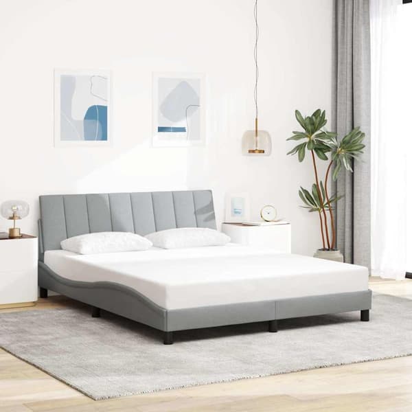Bed Frame without Mattress "Hanko" Light Grey 160x200 cm Fabric