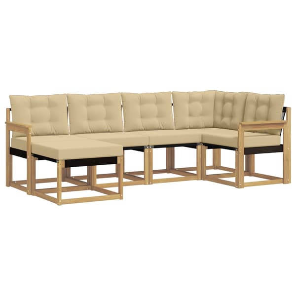 Utomhussoffset med kudde 6 pcs Vit och Beige