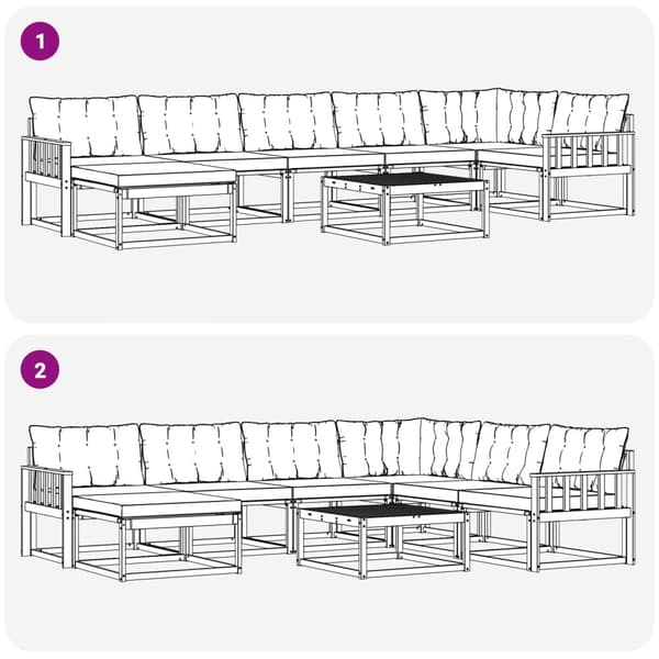 Utomhussoffset 8 pcs Vit och ljusgrå 79 x 79 x 37 cm