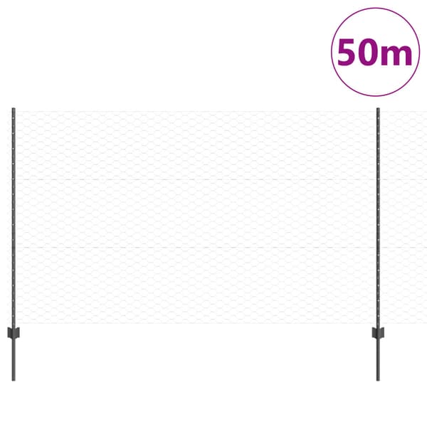 Stängsel med stolpe Grå 1,4 x 50 m Stål och PVC