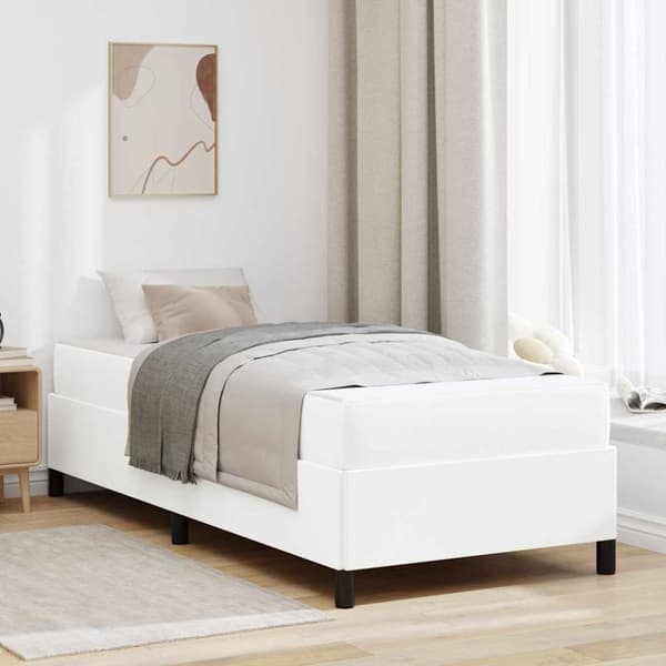 Sängram med madrass Vit 80 x 200 cm tyg