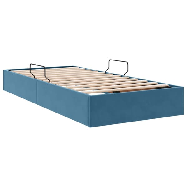Ottoman Sängram med lagring Mörkblå 90 x 200 cm Sammet