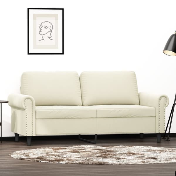 Soffa 2-sits gräddvit 140 cm sammet