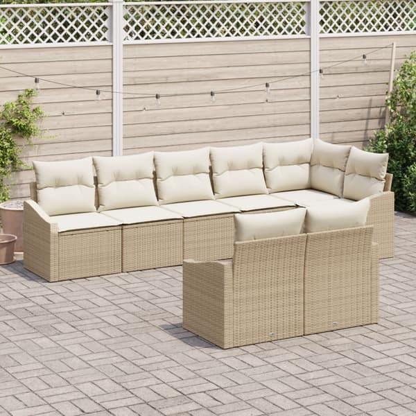 Soffset med kudde 8 pcs Beige konstrotting