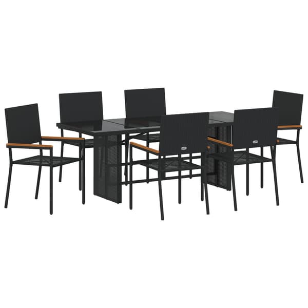 Trädgårdsmöbelset 7 pcs Svart konstrotting