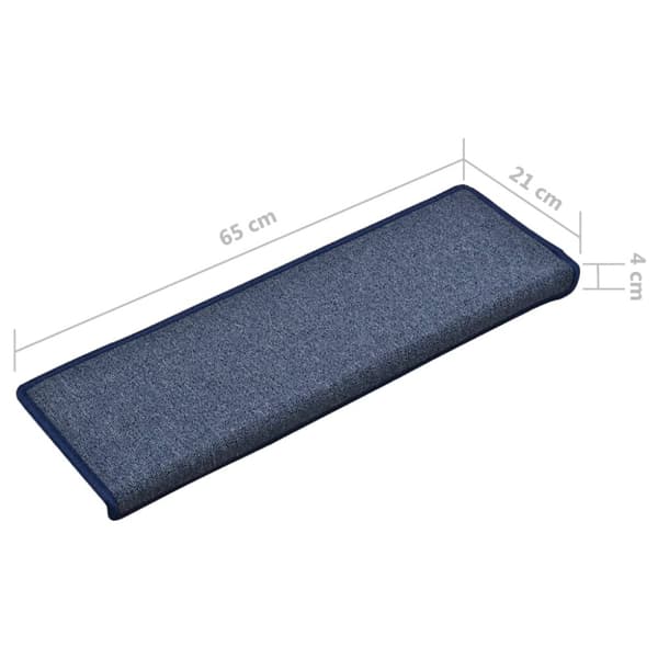Trappmattor 15 st 65x21x4 cm blå rektangulär kant