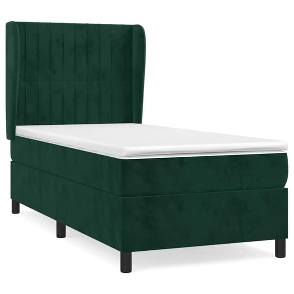 Ramsäng med madrass mörkgrön 80x200 cm sammet