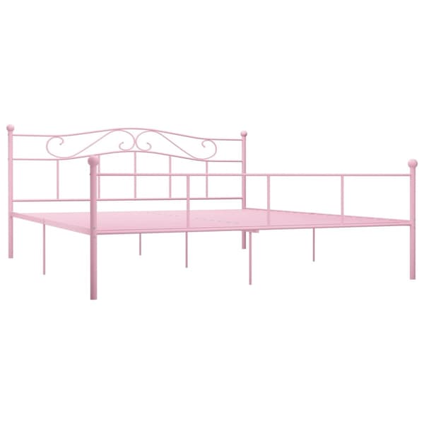Sängram rosa metall 200x200 cm