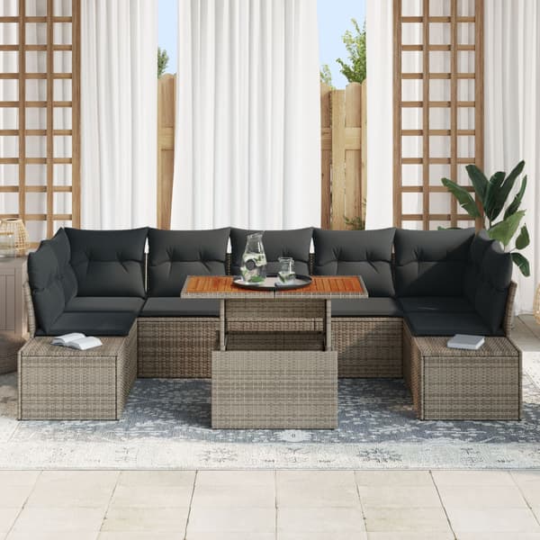 Trädgårdsoffset med lagring 8 pcs Grå Poly rattan
