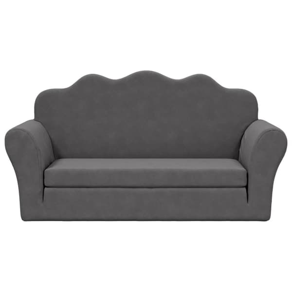 Bäddsoffa för barn 2-sits antracit mjuk plysch