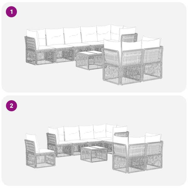 Trädgårdsoffset 9 pcs Svart konstrotting