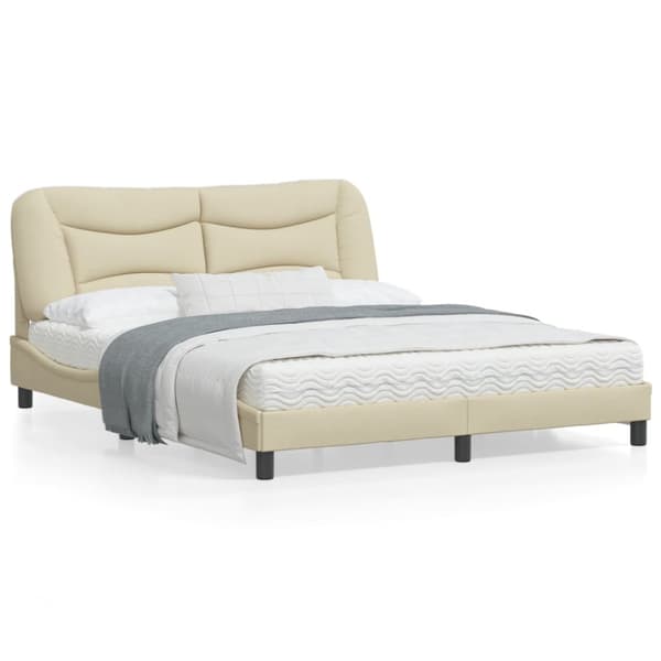 Bed Frame without Mattress "Hvar" Cream 160x200 cm Fabric