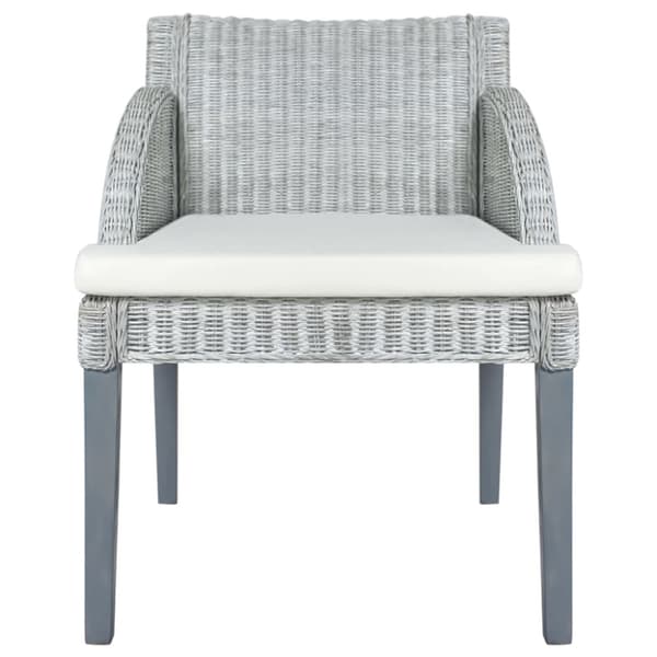 Matstolar med dynor 2 st grå äkta rotting