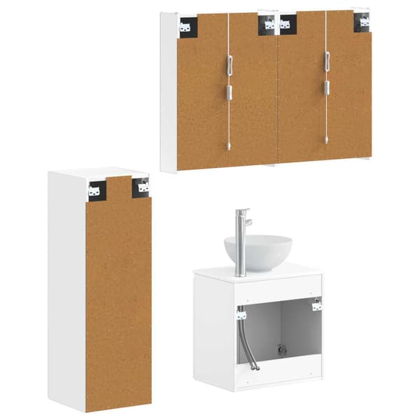 Badrumsmöbelset 4 pcs Vit Konstruerat trä och glas