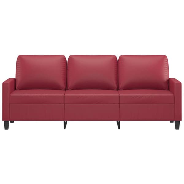 3-sitssoffa vinröd 180 cm konstläder