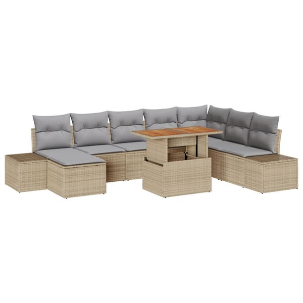 Trädgårdsoffset med lagring 9 pcs Beige Poly rattan