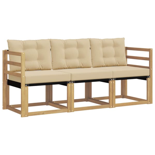 Utomhussoffset med kudde 3 pcs Vit och Beige