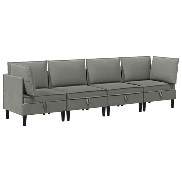Möbelset för vardagsrummet 4 pcs Mörkgrå Tyg