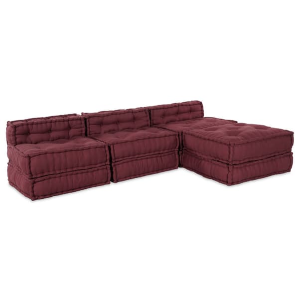 Modulsofa enhet 4 pcs Bordeaux Tyg