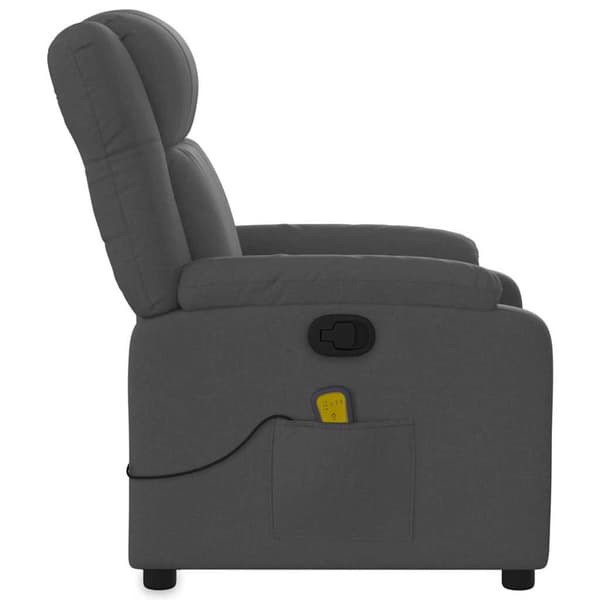 Massagefåtölj mörkgrå tyg