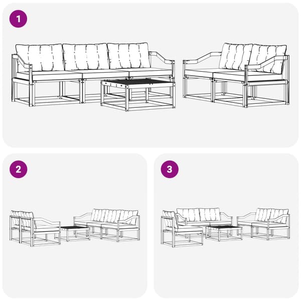 Utomhussoffset 6 pcs Vit och grädde 79 x 79 x 37 cm