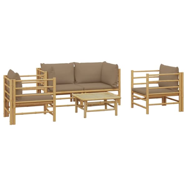 Loungegrupp 5 delar taupe dynor bambu